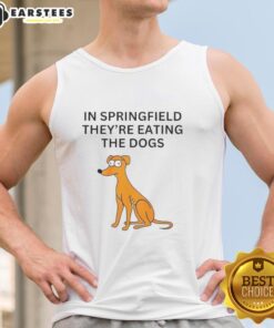 Funny Springfield tank top featuring a humorous dog-eating graphic, perfect for casual spring fashion and fans of The Simpsons.