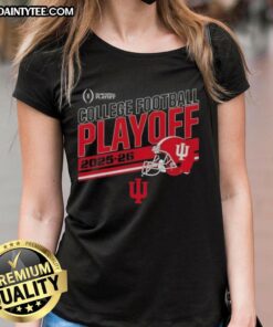 Funny Indiana Hoosiers Football 2025-26 CFB Playoff Stripe Ladies Tee, featuring vibrant team colors and playful design.