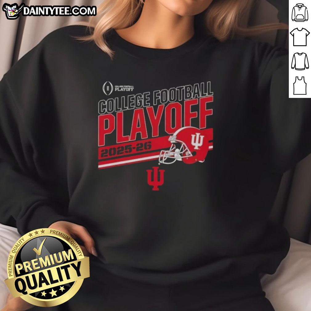 funny-indiana-hooisers-football-2025-26-cfb-playoff-stripe-sweatshirt Funny Indiana Hoosiers Football 2025-26 CFB Playoff Stripe Sweatshirt featuring vibrant colors and playful design.