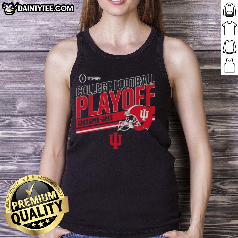funny-indiana-hooisers-football-2025-26-cfb-playoff-stripe-tank-top Funny Indiana Hoosiers Football 2025-26 CFB Playoff stripe tank top featuring bold colors and humorous design.