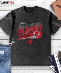 Funny Indiana Hoosiers Football 2025-26 CFB Playoff Stripe Washed T-Shirt featuring a vibrant design for fans.