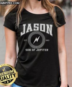 Funny Jason Son of Jupiter Storm Bringer ladies tee featuring a playful design perfect for fans of mythology and humor.