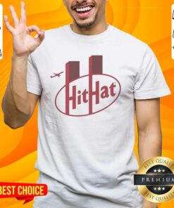 Funny KitKat Hit Hat Twin Towers Incident 9/11 meme t-shirt featuring a humorous graphic design related to the event.