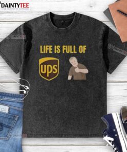 Funny 'Life is Full of Ups and Downs' washed t-shirt with playful text design, perfect for casual wear and humor lovers.