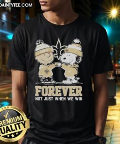 Alt Text: Funny New Orleans Saints X Charlie Brown T-Shirt featuring Snoopy, perfect for fans celebrating every game, win or lose.