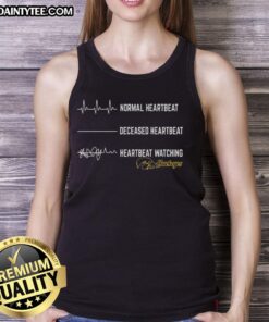 Funny normal heartbeat vs deceased heartbeat graphic on Iowa Hawkeyes tank top, perfect for sports fans and humor lovers.