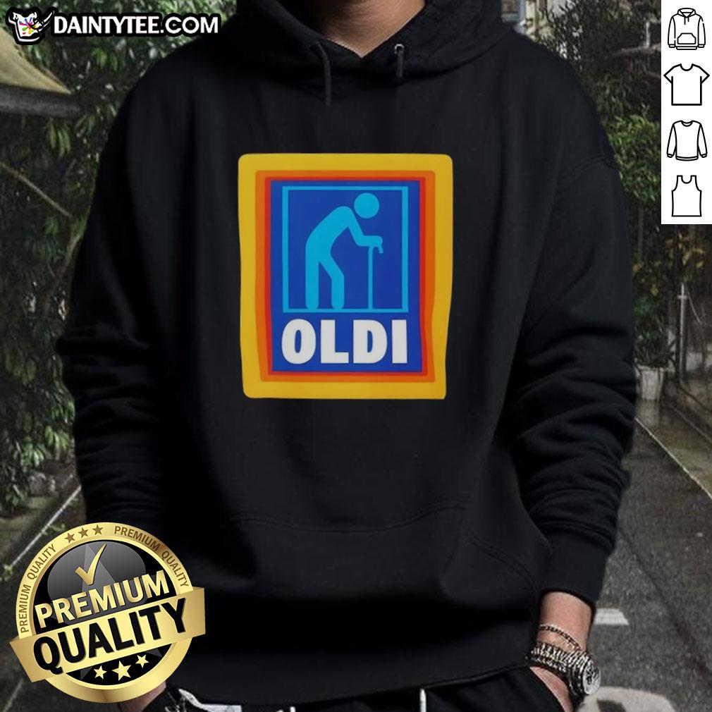 funny-oldi-senior-aldi-logo-parody-hoodie Alt Text: Funny OLDI Senior Aldi logo parody hoodie featuring a playful design for humor and style.