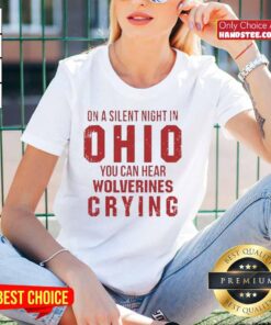 Funny Ohio State Buckeyes ladies tee featuring a playful design about Michigan Wolverines fans crying.