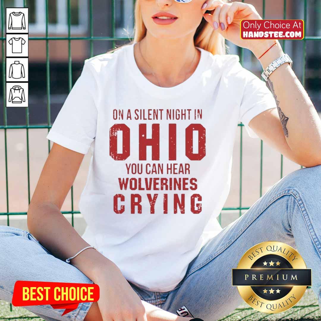 funny-on-a-silent-bight-in-ohio-state-buckeyes-you-can-hear-michigan-wolverines-crying-ladies-tee Funny Ohio State Buckeyes ladies tee featuring a playful design about Michigan Wolverines fans crying.