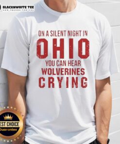 Funny Ohio State Buckeyes T-shirt depicting Wolverines crying, perfect for college football fans and game day apparel.