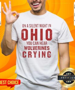 Funny Ohio State Buckeyes t-shirt with 'You Can Hear Michigan Wolverines Crying' slogan, perfect for sports fans.