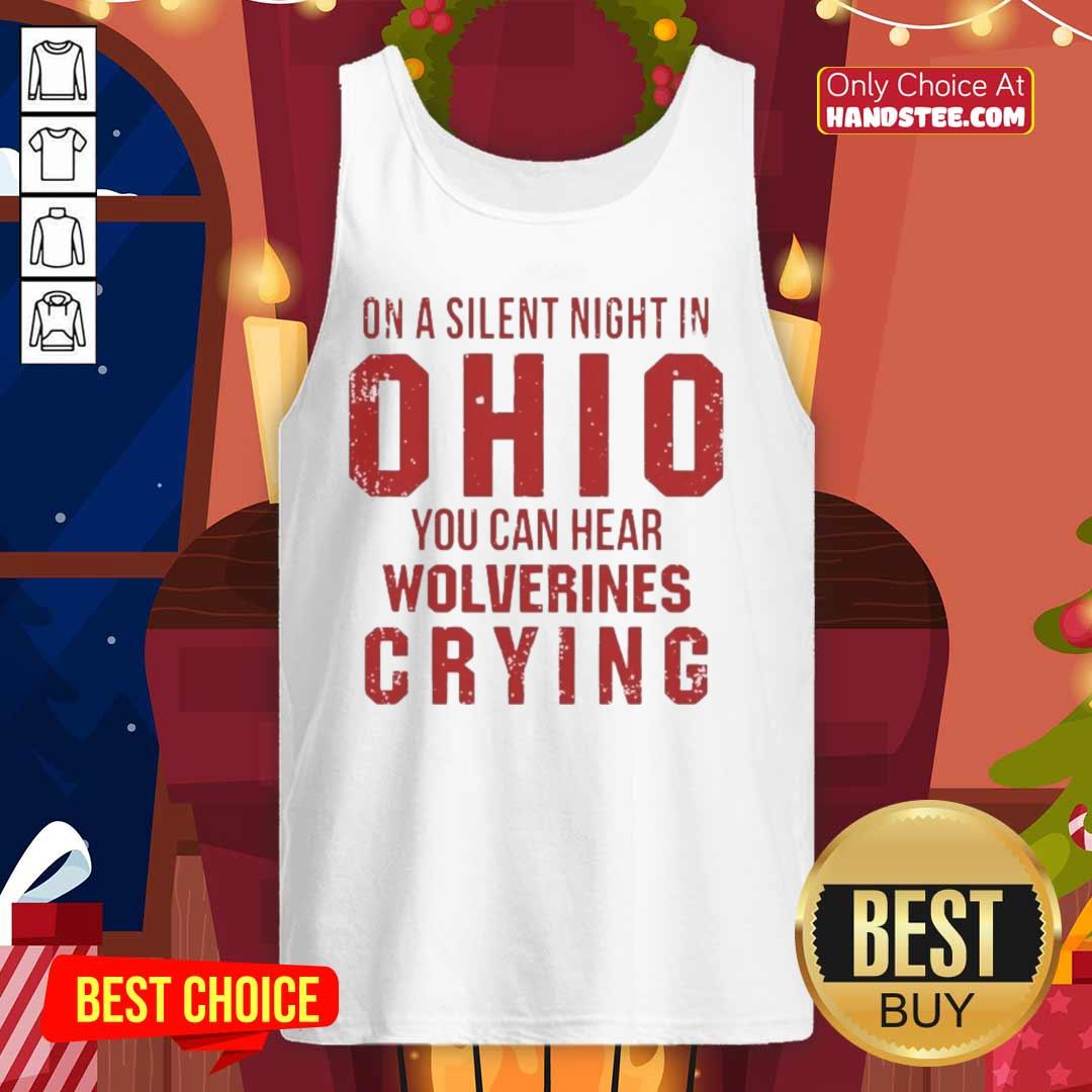 funny-on-a-silent-bight-in-ohio-state-buckeyes-you-can-hear-michigan-wolverines-crying-tank-top Funny Ohio State Buckeyes tank top featuring Michigan Wolverines crying design, perfect for college football fans.