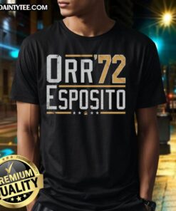 Funny Orr Esposito '72 T-shirt featuring a humorous graphic design celebrating hockey legends from the '72 Summit Series.