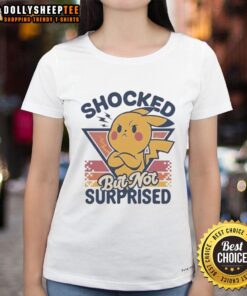 Funny Pikachu shocked but not surprised graphic on a retro ladies tee, perfect for Pokmon fans and casual wear.