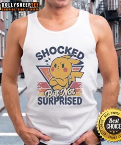 Funny Pikachu shocked but not surprised retro tank top design featuring vibrant colors and playful expression.