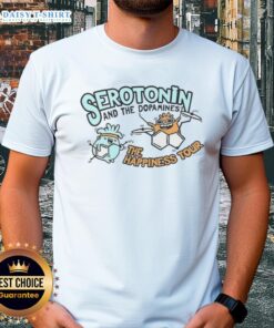 Funny Serotonin and Dopamine Happiness Tour T-Shirt featuring playful graphics celebrating joy and mental wellness.