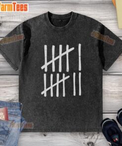 Funny Six Seven meme featuring tally marks and numbers 6 and 7 on a washed t-shirt design.