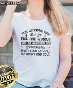 Alt Text: Funny ladies tee featuring a grandma's love for priceless grandchildren, perfect for family gatherings and gifts.