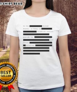 Funny We The United States tee for ladies featuring a humorous take on justice and security in America.