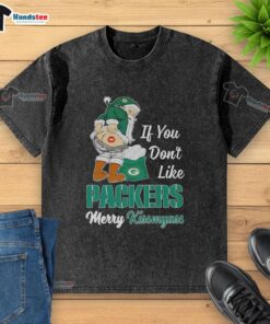 Funny Christmas shirt featuring Santa Claus and a cheeky message for Green Bay Packers fans. Perfect for the holidays!