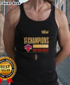 New York Knicks logo tank top celebrating the 2025 NBA Cup Champions, perfect for fans and summer sports events.