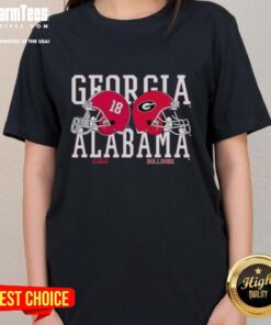 Good Alabama Crimson Tide vs Georgia Bulldogs helmet ladies tee showcasing team spirit and style for female fans.