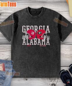 Good Alabama Crimson Tide vs Georgia Bulldogs helmet washed t-shirt showcasing team spirit and style for football fans.