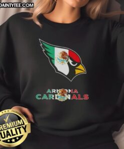 Arizona Cardinals football sweatshirt featuring a vibrant Mexican flag logo design, perfect for sports fans.