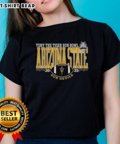 Good Arizona State Sun Devils 2025 Sun Bowl logo on a ladies tee, showcasing team spirit and style for fans.