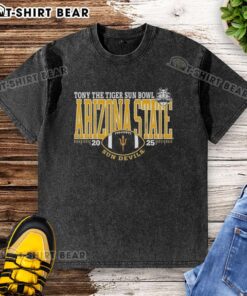Alt Text: Arizona State Sun Devils 2025 Sun Bowl logo on a washed t-shirt, showcasing team spirit and style.