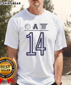 Good Aubrey Basketball Number 14 T-Shirt featuring a basketball and basket icon, perfect for fans and players.