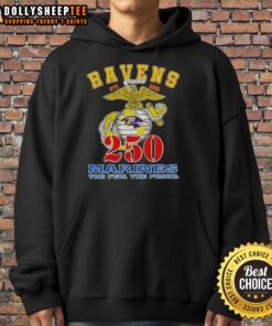 Good Baltimore Ravens x U.S.M.C. 250th Birthday Celebration Hoodie featuring vibrant team colors and festive design.