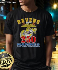 Good Baltimore Ravens X U.S.M.C 250th Birthday Celebration T-Shirt featuring vibrant graphics and team colors.