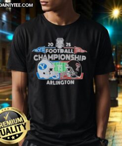 BYU vs Texas Tech Big 12 Championship t-shirt featuring team helmets, perfect for fans celebrating the Arlington game.