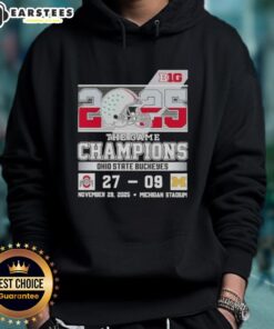 Ohio State Buckeyes hoodie celebrating their victory over Michigan in the Big Ten Championship at Michigan Stadium.