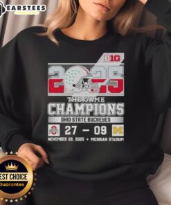 Ohio State Buckeyes champions sweatshirt celebrating victory over Michigan at The Game, Big Ten rivalry.