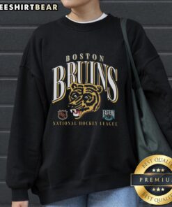 Vintage Boston Bruins crease sweatshirt featuring classic logo and comfortable design, perfect for hockey fans.