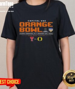 Texas Tech Red Raiders vs Oregon Ducks Ladies Tee for the Good Capital One Orange Bowl in Miami Gardens, FL, January 1, 2026.