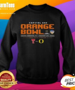 Texas Tech Red Raiders vs Oregon Ducks sweatshirt from the 2026 Orange Bowl in Miami Gardens, FL, January 1st.