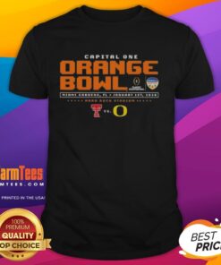 Texas Tech Red Raiders vs Oregon Ducks T-shirt for the Good Capital One Orange Bowl, Miami Gardens, FL, January 1, 2026.
