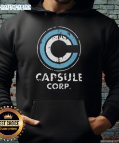 Good Capsule Corp. distressed logo Dragon Ball Z hoodie featuring a stylish design for anime fans.