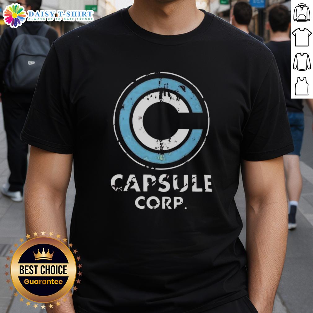 Good Capsule Corp. Distressed Logo Dragon Ball Z T Shirt Good Capsule Corp. distressed logo Dragon Ball Z T-shirt featuring a vintage design for fans of the anime series.