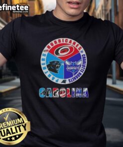 Good Carolina City Sports t-shirt featuring Hurricanes, Charlotte Hornets, and Panthers logos for fans of Carolina teams.