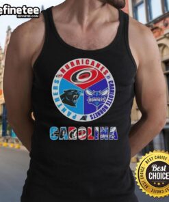 Good Carolina City Sports tank top featuring Hurricanes, Hornets, and Panthers logos for fans of Charlotte teams.