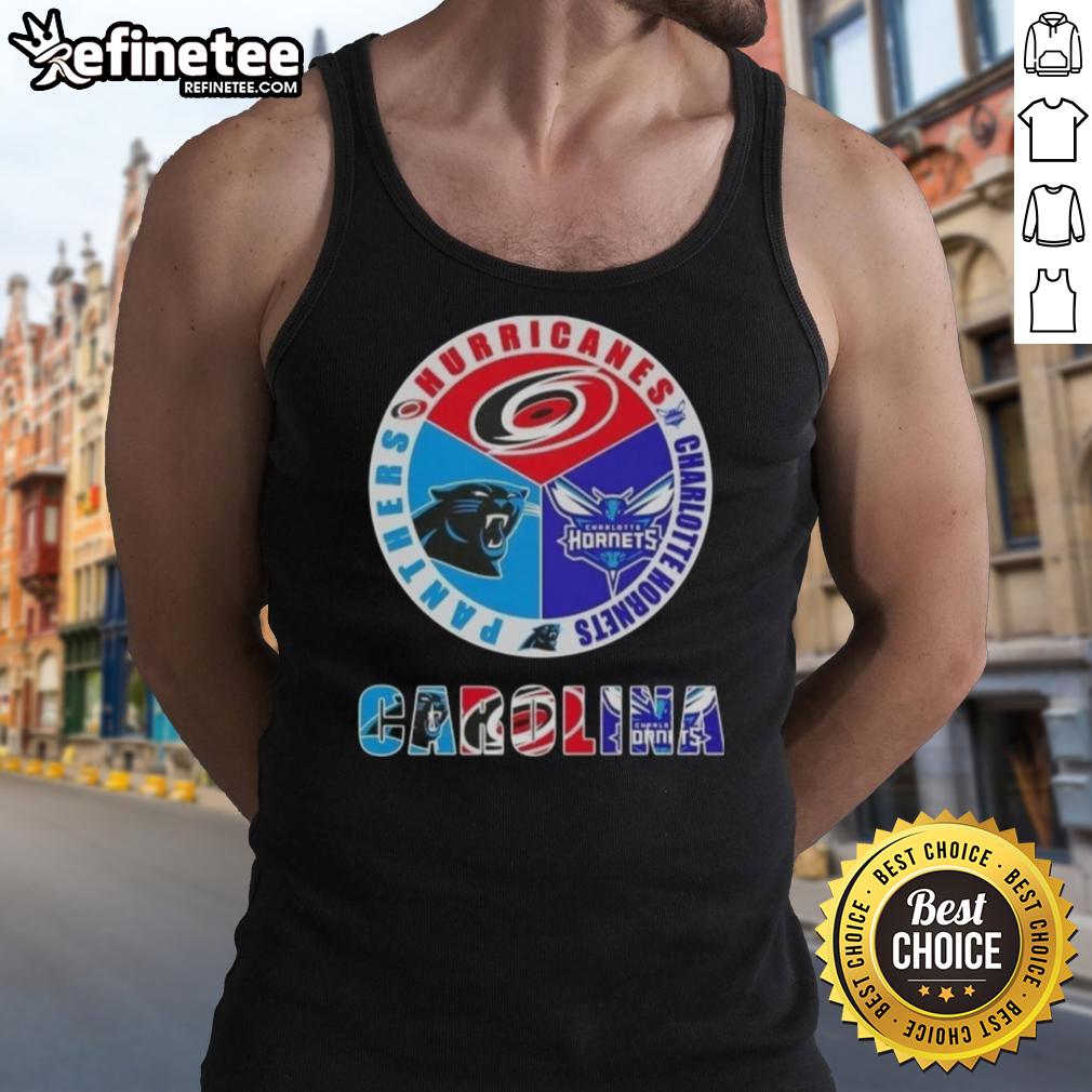 good-carolina-city-sports-hurricanes-charlotte-hornets-panthers-logo-tank-top Good Carolina City Sports tank top featuring Hurricanes, Hornets, and Panthers logos for fans of Charlotte teams.