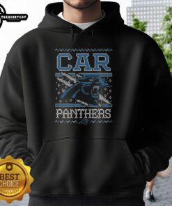 Good Carolina Panthers holiday hoodie featuring team colors and logo, perfect for festive game day celebrations.