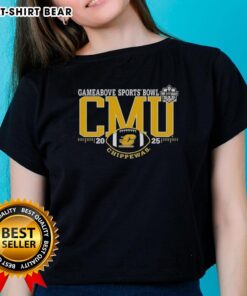 Good Central Michigan Chippewas 2025 GameAbove Sports Bowl logo on a ladies tee, perfect for fans and sports enthusiasts.