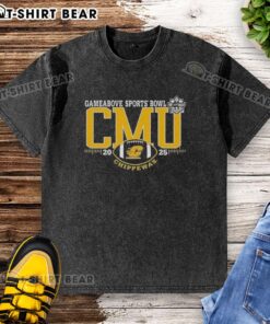 Alt Text: Good Central Michigan Chippewas 2025 Gameabove Sports Bowl logo on a washed t-shirt, perfect for fans.