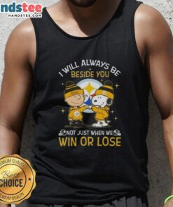 Good Charlie Brown and Snoopy tank top featuring Pittsburgh Steelers 'I Will Always Be Beside You' design.