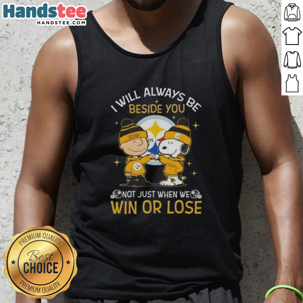 good-charlie-brown-and-snoopy-pittsburgh-steelers-i-will-always-be-beside-you-not-just-when-we-win-tank-top Good Charlie Brown and Snoopy tank top featuring Pittsburgh Steelers 'I Will Always Be Beside You' design.